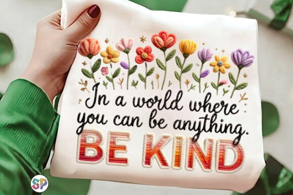 Be Kind Floral Faux Yarn Self Love PNG for Designers