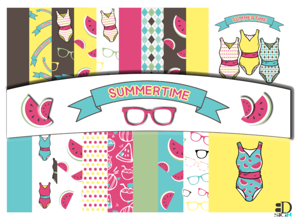Bright Summer Digital Paper & Sticker: A Burst of Seasonal Joy