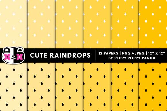 Brighten Your Projects with Cute Yellow Raindrops Digital Paper