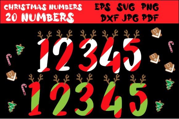 Christmas Numbers Bundle SVG: Festive 2-Color Clipart for Your Projects