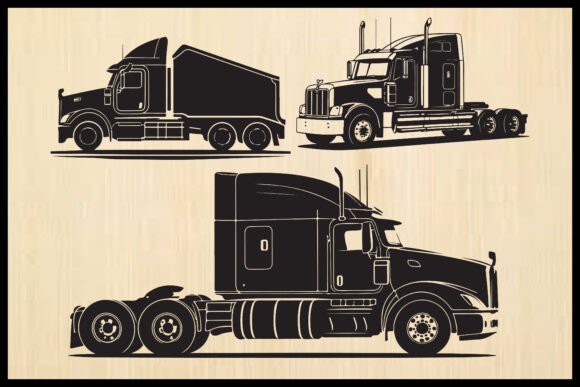 Classic Semi Truck Vector Clipart Set: Your Design Toolkit
