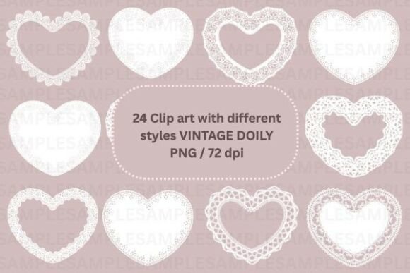 Elegant Doilies Heart with Lace Clipart Borders