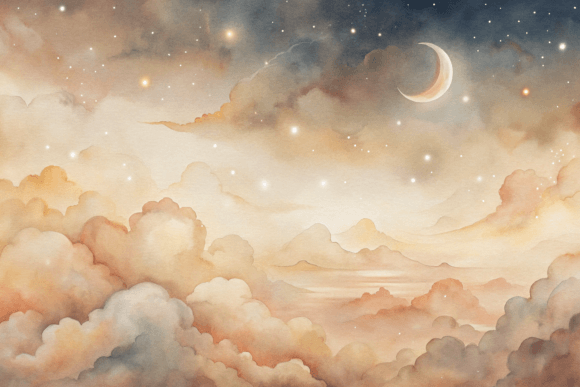 Elevate Your Designs with Cream Watercolor Abstract Celestial Art