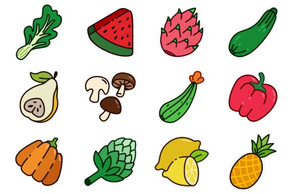 Line Style Colorful Vegetable Icons: Fresh Design Assets
