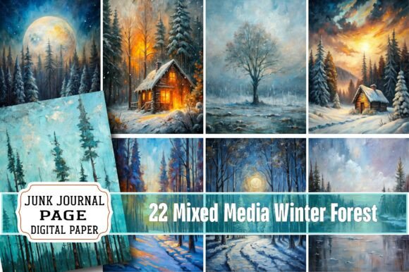 Mixed Media Winter Forest Junk Journal: A Creative Kit for Modern Designers