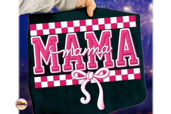 Pink Faux Yarn Mama Checkered Bow Png: A Design Asset for Modern Creators