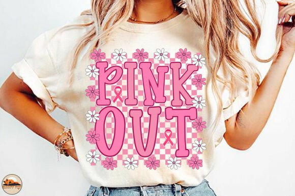 Pink Out Checkered Breast Cancer Png: Bold Awareness Design