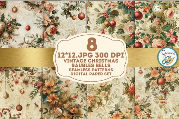 Seamless Paper: Vintage Christmas Bells – Festive Design Asset