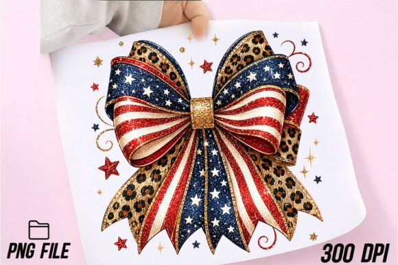 Unleash Your Creativity with the Leopard USA Coquette Bow PNG
