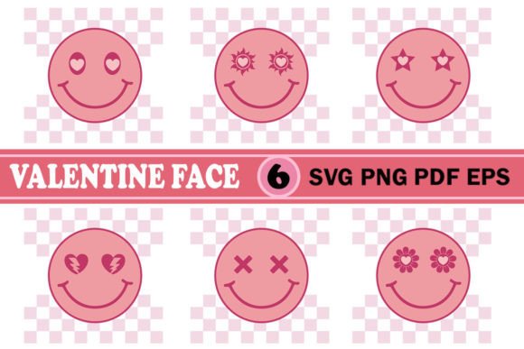 Valentine Smiley Face SVG PNG Bundle: Instant Design Joy