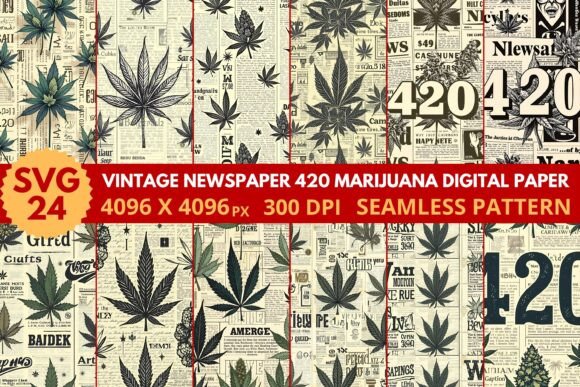 Vintage Newspaper Cannabis Digital Paper: A Designer's Toolkit