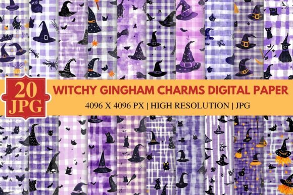Witchy Gingham Charms Digital Paper: Beyond the Basic Background